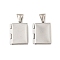 316 Stainless Steel Locket Pendants, Rectangle Charm, with 304 Stainless Steel Snap on Bails, Stainless Steel Color, 26x19x5mm, Hole: 8.5x4mm, Inner Diameter: 15x10mm
