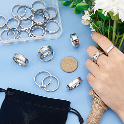 24 шт. 24 стиля оправ для колец из нержавеющей стали 201 и 304 с канавками&nbsp;STAS-UN0044-15