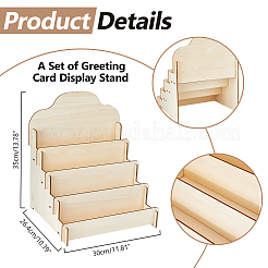 4-ярусная деревянная подставка для поздравительных открыток&nbsp;ODIS-WH0022-31