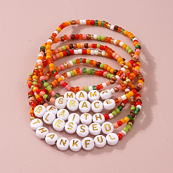 6 шт. 6 стиля богемные браслеты ручной работы из смолы и пластика с разноцветными стеклянными бусинами&nbsp;PI5207-1