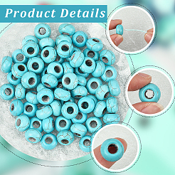 80 шт окрашенные синтетические бирюзовые европейские бусины&nbsp;SPDL-SC0001-02A