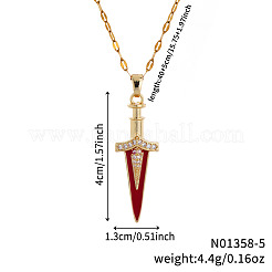 Ожерелья с подвеской в виде меча из латуни с прозрачным кубическим цирконием&nbsp;VF7385-2