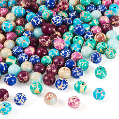 150 шт. 6 стилей окрашенных бусин из натуральной и синтетической императорской яшмы G-TA0002-40