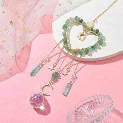 Бусины из натурального зеленого авантюрина с латунной фурнитурой&nbsp;HJEW-JM01814-03