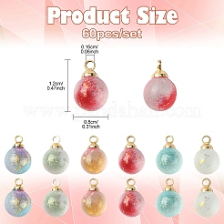 60шт 6 цвета двухцветные прозрачные стеклянные подвески&nbsp;GLAA-YW0004-45