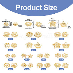 56 шт. 14 стиля латунных колпачков для бусин в виде цветка&nbsp;KK-TA0002-03
