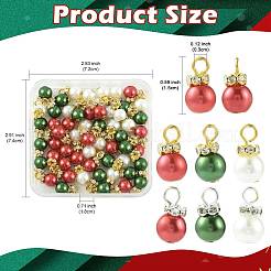 60 шт. 3-цветные рождественские стеклянные жемчужные подвески&nbsp;PALLOY-FS00067