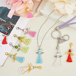 10 шт. подвеска в виде ангела из стеклянных бусин&nbsp;HJEW-FH00064