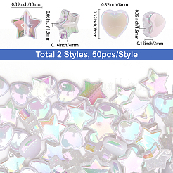 100шт 2 стиля прозрачные акриловые бусины&nbsp;OACR-SC0002-41B
