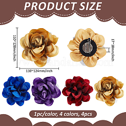 4 шт. 4-х цветная 3D-цветочная утюжок с атласной булавкой&nbsp;JEWB-PH0001-46