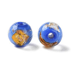 Ручной работы золотые и серебряные бусины Lampwork фольги&nbsp;GLAA-G107-07B-05