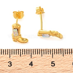 Серьги-гвоздики из латуни с микропаве из кубического циркония для женщин&nbsp;LS-EJEW-B111-01G-01