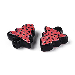 Непрозрачные смоляные бусины с рождественским принтом&nbsp;RESI-N043-27A