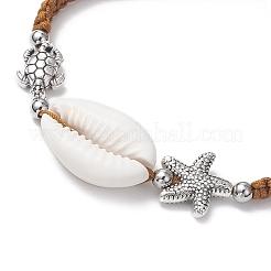 Плетеные браслеты из бисера из натуральной раковины каури для женщин&nbsp;BJEW-JB11765-04