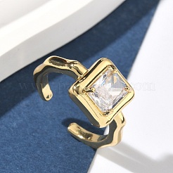 Латунная манжета с открытыми кольцами из кубического циркония/стекла&nbsp;RJEW-C158-05G