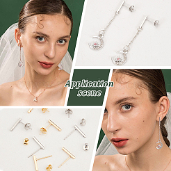 20 шт. 2-х цветная латунная фурнитура для сережек-гвоздиков&nbsp;KK-UN0002-59