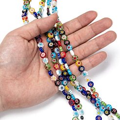 Плоские круглые стеклянные бусины ручной работы MILLEFIORI&nbsp;X-LK-R004-54