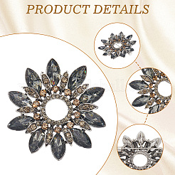 Броши со стразами из цветочного сплава для рюкзака&nbsp;JEWB-WH20011-02B