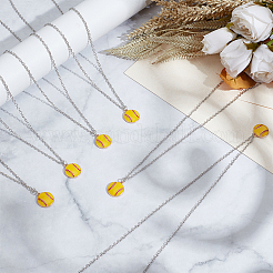 48 шт. бейсбольный сплав желтая эмаль подвеска кабель цепь ожерелья для женщин мужчин&nbsp;NJEW-DR0001-16