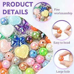 40 шт. разноцветные переливающиеся акриловые бусины с УФ-покрытием&nbsp;DIY-YW0017-03