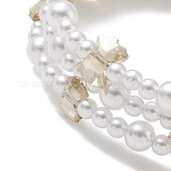 Браслеты из многорядных бусин из стекла и АБС-пластика с имитацией жемчуга&nbsp;BJEW-JB12321-02