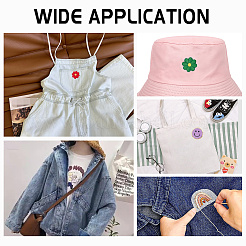 Плоский круглый с улыбающимся лицом и цветком ромашки&nbsp;DIY-AR0003-29