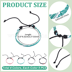 20 шт. 4-цветные плетеные браслеты из полиэстерового шнура в этническом стиле для мужчин и женщин&nbsp;BJEW-UN0001-92