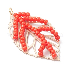 Подвески из стеклянных бусин ручной работы в форме листьев&nbsp;PALLOY-MZ00935-02