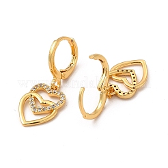 Серьги с защелкой из латуни с микропаве из кубического циркония&nbsp;EJEW-P221-37G