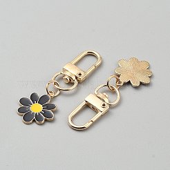 Подвесные украшения из цинкового сплава с эмалью в виде цветка&nbsp;HJEW-WH0072-10B