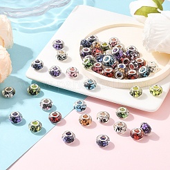 50 шт. европейские бусины из смолы с большим отверстием и цветочным узором&nbsp;OPDL-YW0001-11