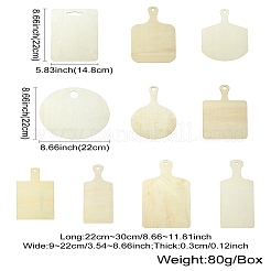 10 шт. 10 стиля прямоугольная деревянная мини-разделочная доска с ручкой&nbsp;AJEW-CJ0001-51