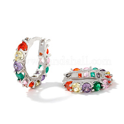 Винтажные разноцветные круглые латунные серьги-кольца с кубическим цирконием FK0958