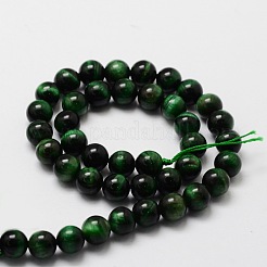 Нити круглых бусин из натурального тигрового глаза (окрашенные и нагретые) G-E329-10mm-40A