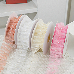 Полиэстер с пластиковыми бусинами-жемчужинами&nbsp;OCOR-WH20003-63B