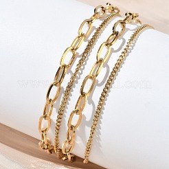 Ожерелья из одной нити и цепочки в виде скрепки из нержавеющей стали 304 для женщин.&nbsp;NJEW-G193-02G