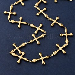 Ожерелья из нержавеющей стали 304 с цепочкой с перекрестными связями для женщин&nbsp;NJEW-G178-03G-02