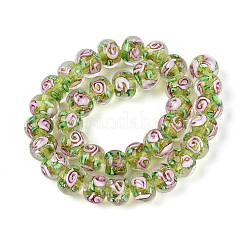 Нити бусин-рондель с внутренним цветком ручной работы в технике лэмпворк&nbsp;LAMP-T022-24H