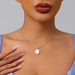 Овальные подвески из натуральной белой ракушки с латунным паве и гравировкой в виде лошади для женщин&nbsp;FS-WGAF605-01