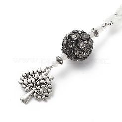 Натуральный белый лунный камень и горный хрусталь из сплава&nbsp;HJEW-JM00806