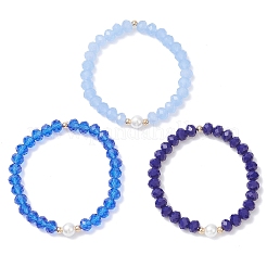 3 шт. эластичные браслеты из стеклянных бусин и искусственного жемчуга для женщин&nbsp;BJEW-JB12853