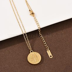 Итальянские ожерелья с подвесками в виде монет из нержавеющей стали 304 для женщин&nbsp;NJEW-G176-01G