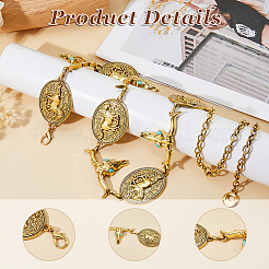 1 шт. тибетский стиль сплав овальный и череп крупного рогатого скота голова цепи звенья талии живота тела цепи для женщин&nbsp;AJEW-DC0003-23AG