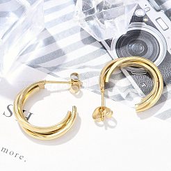 Серьги-гвоздики в форме буквы С из нержавеющей стали 304 для женщин&nbsp;EJEW-C096-40G