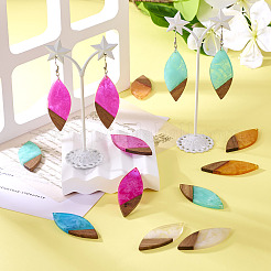 12шт 6 цвета прозрачной смолы и орехового дерева большие подвески&nbsp;RESI-TA0003-42