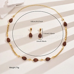 Элегантные винтажные повседневные серьги-гвоздики из сплава и смолы и комплекты ожерелий для женщин&nbsp;BU8446-1