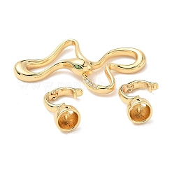 Застежки-защелки из латуни с микропаве из зеленого кубического циркония&nbsp;KK-U059-37G