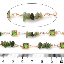 Квадратные звенья латунных стеклянных цепей ручной работы&nbsp;CHC-F019-09G-02