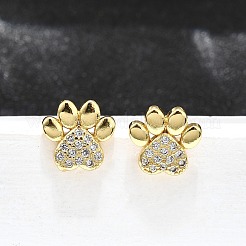 Серьги-гвоздики с прозрачным кубическим цирконием и принтом собачьих когтей&nbsp;EJEW-C035-02G