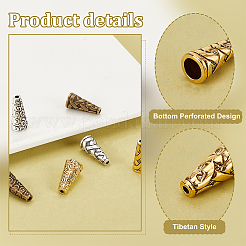 90 шт. 6 стиля тибетский стиль апетальный сплав бусина конус&nbsp;FIND-PH0021-18